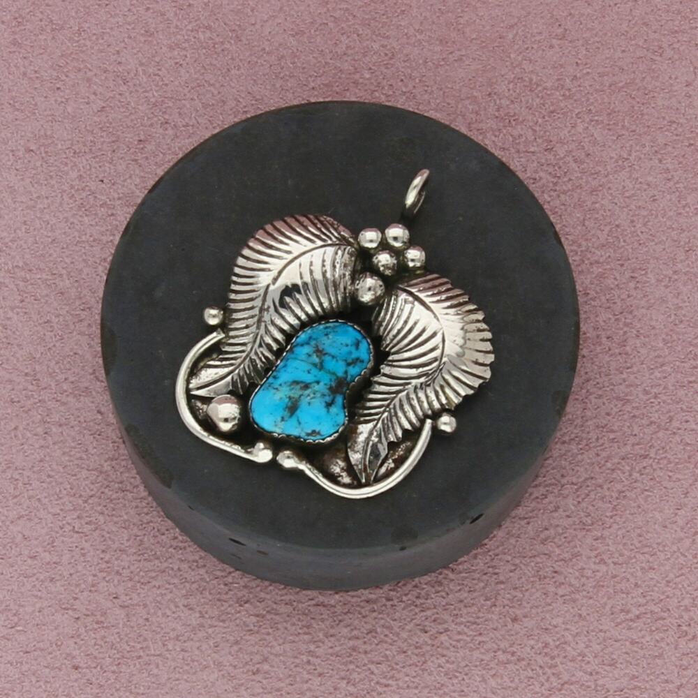 navajo sterling silver vintage turquoise feathers pendant